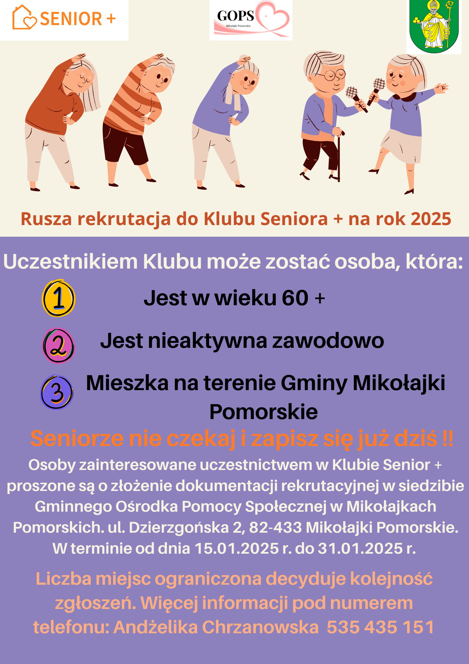 Klub Seniora+ w&nbsp;Mikołajkach Pomorskich w&nbsp;roku 2025