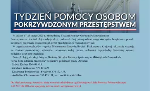 Zdjęcie do Tydzień Pomocy Osobom Pokrzywdzonym Przestępstwem